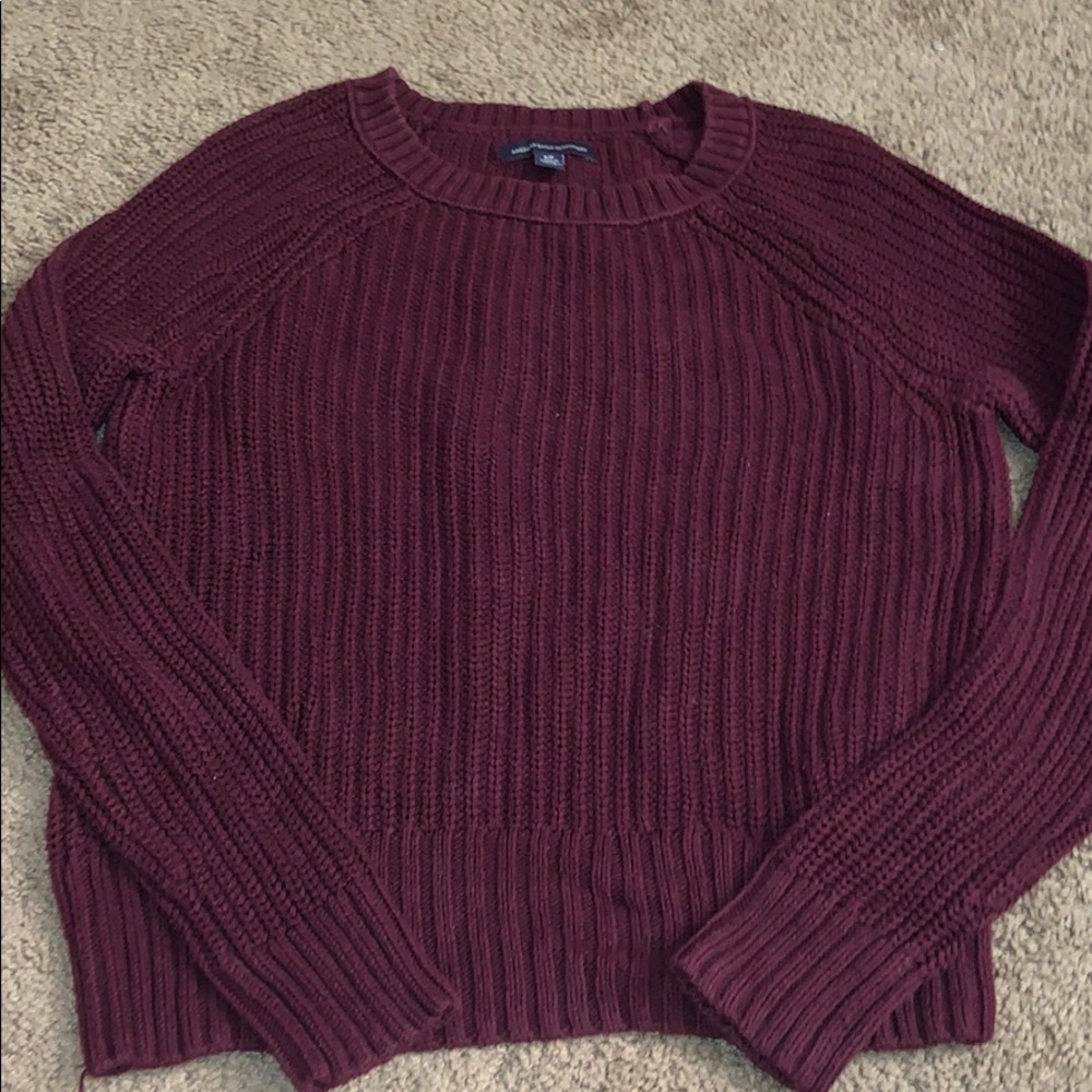 American Eagle Burgundy Knit Sweater